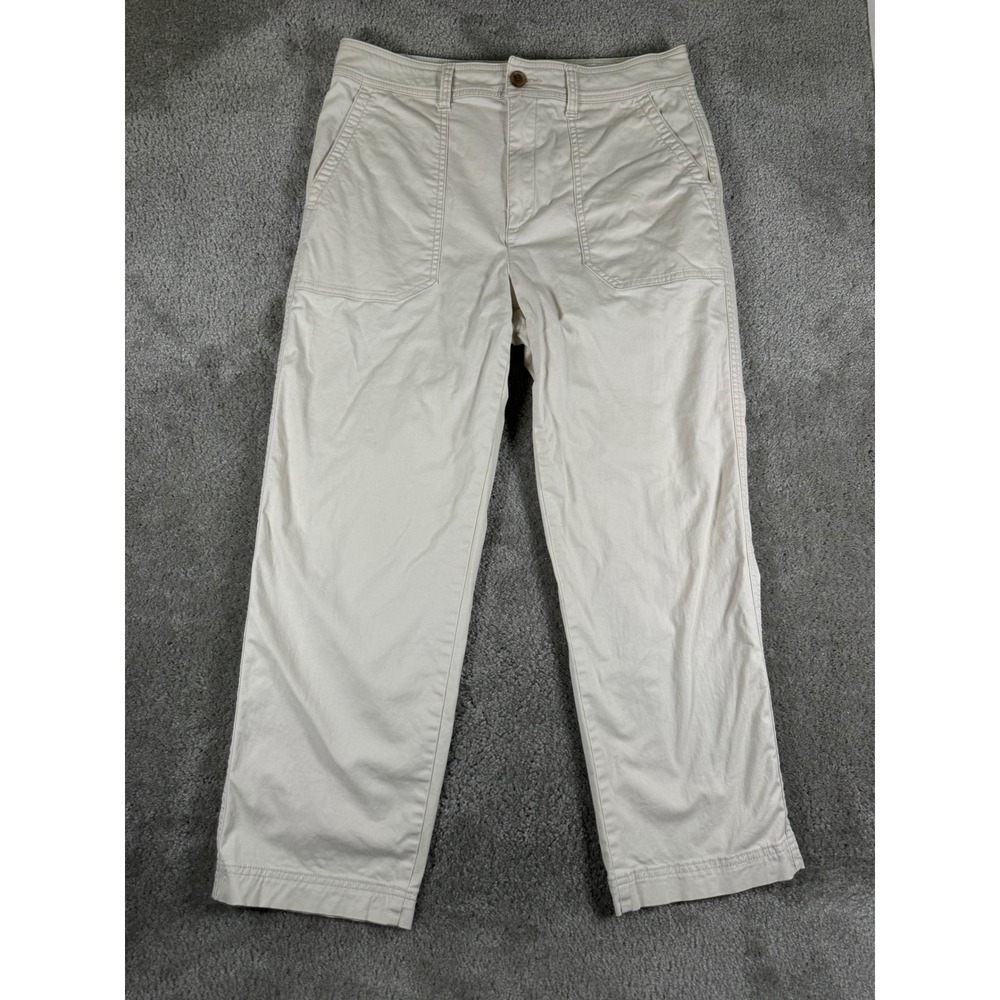 Gap Girlfriend Khaki Pants Womens 10 Cream Off White Straight Leg Stretch Cotton